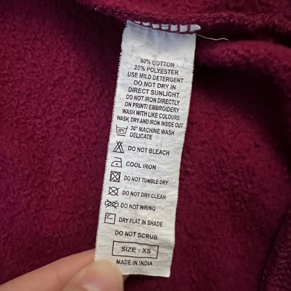 United Colors of Benetton Maroon Unisex Trendy Hoodie Sz XS - Picture 4 of 7